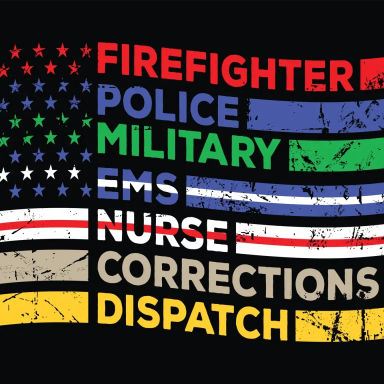 First Responders Shirt, First Responders Flag, Police, Firefighter, Nurse, Ems, Dispatch, Correction American Usa Flag Design For T Shirt Poster Banner Backround Print Vector Eps Illustration.